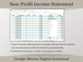 Income Statement for Charities, Non-Profits, Fundraisers, and Churches. Easy charity spreadsheet, Donor List and Letter, Google Sheets