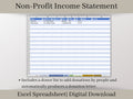 Income Statement for Charities, Non-Profits, Fundraisers, and Churches. Easy to use charity spreadsheet, Donor List and Donation Letter