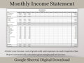 Monthly Income Statement, Monthly Profit and Loss, Easily Fillable and Printable, Google Sheets Template