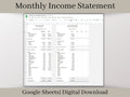 Monthly Income Statement, Monthly Profit and Loss, Easily Fillable and Printable, Google Sheets Template