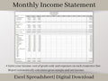 Monthly Income Statement, Monthly Profit and Loss, Easily Fillable and Printable, Excel Template