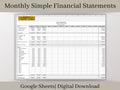 Monthly Income Statement and Balance Sheet, Google Sheets Spreadsheet, Perfect for Small Business or Side Hustle Financial Statements