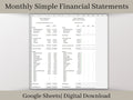 Monthly Income Statement and Balance Sheet, Google Sheets Spreadsheet, Perfect for Small Business or Side Hustle Financial Statements