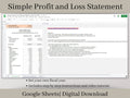 Automated Profit and Loss Statement, Google Sheets Template, Easy Bookkeeping Spreadsheet for Your Small Business, Customizable Fiscal Year