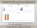 Automated Profit and Loss Statement, Google Sheets Template, Easy Bookkeeping Spreadsheet for Your Small Business, Customizable Fiscal Year