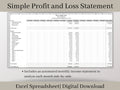 Automated Profit and Loss Statement, Excel Template, Easy Bookkeeping Spreadsheet for Your Small Business, Customizable Fiscal Year