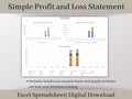 Automated Profit and Loss Statement, Excel Template, Easy Bookkeeping Spreadsheet for Your Small Business, Customizable Fiscal Year