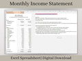 Automated Profit and Loss Statement, Excel Template, Easy Bookkeeping Spreadsheet for Your Small Business, Customizable Fiscal Year