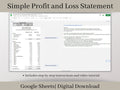 Automated Profit and Loss Statement, Google Sheets Template, Easy to Use Bookkeeping Spreadsheet for Your Small Business or Side Hustle