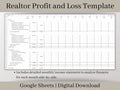 Simple Realtor Automated Profit and Loss Spreadsheet, Easy to Use Income Statement for Real Estate Agents, Google Sheets Template