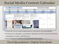 Social Media Content Calendar, Excel Content Planner Template, Individual calendars designed for Facebook, Instagram, Twitter, and Pinterest