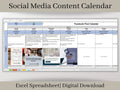 Social Media Content Calendar, Excel Content Planner Template, Individual calendars designed for Facebook, Instagram, Twitter, and Pinterest