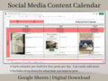 Social Media Content Calendar, Google Sheets Content Planner Template, Calendars designed for Facebook, Instagram, Twitter, and Pinterest