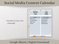 Social Media Content Calendar, Google Sheets Content Planner Template, Calendars designed for Facebook, Instagram, Twitter, and Pinterest