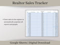 Realtor Sales Tracker Spreadsheet, Google Sheets Template, Track your realtor's revenue and units sold in one easy report.