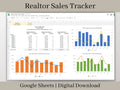 Realtor Sales Tracker Spreadsheet, Google Sheets Template, Track your realtor's revenue and units sold in one easy report.