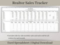 Realtor Sales Tracker Spreadsheet, Excel Template., Track your realtor's revenue and units sold in one easy report.