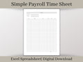 Simple Time Sheet,  Easy to Use Employee Time Card Report, Excel Spreadsheet