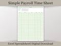 Simple Time Sheet,  Easy to Use Employee Time Card Report, Excel Spreadsheet