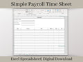 Simple Time Sheet,  Easy to Use Employee Time Card Report, Excel Spreadsheet