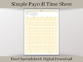 Simple Time Sheet,  Easy to Use Employee Time Card Report, Excel Spreadsheet