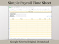 Payroll Time Sheet,  Easy to Use Employee Time Card Report, Google Sheets Spreadsheet