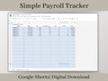 Summary Payroll Report, easy to use employee payroll tracker, summarize each payroll check into one report, Google Sheets Template