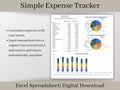 Simple Expense Tracker,  Excel Template, Automatically Calculates and Groups Expenses