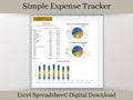 Simple Expense Tracker,  Excel Template, Automatically Calculates and Groups Expenses