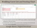 Wedding Guest List and Seating Chart Spreadsheet, Google Sheets, Plan Your Guest List, Seating Chart, and Meals Easily with this template.