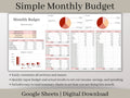 Monthly Budget Spreadsheet, Google Sheets Budget Planner Template, Easily Monitor Your Personal Finances and Start Saving