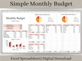 Monthly Budget Spreadsheet, Excel Planner Template, Easily Monitor Your Personal Finances and Start Saving