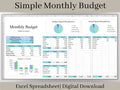 Monthly Budget Spreadsheet, Excel Planner Template, Easily Monitor Your Personal Finances and Start Saving