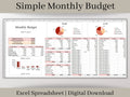 Monthly Budget Spreadsheet, Excel Automated Budget Planner Template, Easy to use Financial Planner