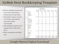 AirBnb Host Bookkeeping Spreadsheet, Google Sheets, Small Business Accounting Template, Profit and Loss Statement, Easy Expense Tracker