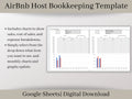 AirBnb Host Bookkeeping Spreadsheet, Google Sheets, Small Business Accounting Template, Profit and Loss Statement, Easy Expense Tracker