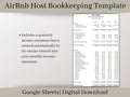 AirBnB Rental Income Statement, Google Sheets Spreadsheet, Track Monthly and Annual Income and Expenses for your Rental Company!