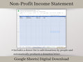 Income Statement for Charities, Non-Profits, Fundraisers, and Churches. Easy charity spreadsheet, Donor List and Letter, Google Sheets