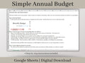 Annual Budget Spreadsheet, Google Sheets Annual and Monthly Budget Planner Template, Easy to Use Finance Planner