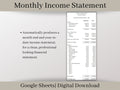 Monthly Income Statement, Monthly Profit and Loss, Easily Fillable and Printable, Google Sheets Template