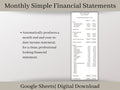 Monthly Income Statement and Balance Sheet, Google Sheets Spreadsheet, Perfect for Small Business or Side Hustle Financial Statements