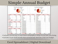 Annual Budget Spreadsheet, Excel Annual and Monthly Budget Planner Template, Easy to Use Finance Planner