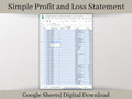 Automated Profit and Loss Statement, Google Sheets Template, Easy Bookkeeping Spreadsheet for Your Small Business, Customizable Fiscal Year