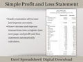 Automated Profit and Loss Statement, Excel Template, Easy Bookkeeping Spreadsheet for Your Small Business, Customizable Fiscal Year