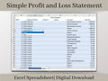 Automated Profit and Loss Statement, Excel Template, Easy Bookkeeping Spreadsheet for Your Small Business, Customizable Fiscal Year