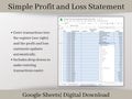 Automated Profit and Loss Statement, Google Sheets Template, Easy to Use Bookkeeping Spreadsheet for Your Small Business or Side Hustle