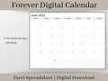 Digital Monthly Calendar, Excel Digital Monthly Planner Template, Use for any year and start your week on any day.