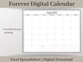 Digital Monthly Calendar, Minimalist Digital Monthly Planner Template, Excel Template, Use for any year and start your week on any day.