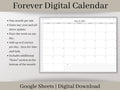 Digital Monthly Calendar, Minimalist Digital Monthly Planner Template, Google Sheets, Use for any year and start your week on any day.