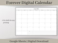 Digital Monthly Calendar, Minimalist Digital Monthly Planner Template, Google Sheets, Use for any year and start your week on any day.